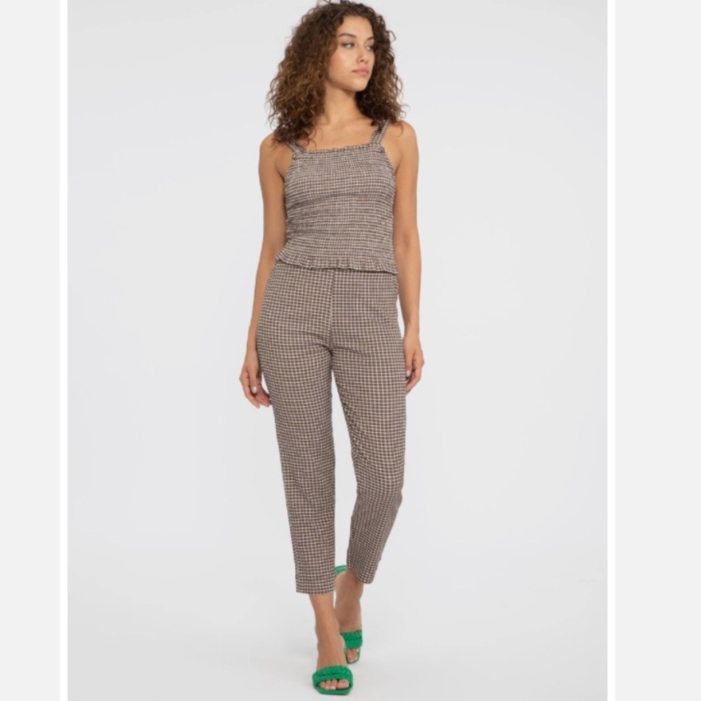 New sanctuary Womens Check Print Textured Ankle Pants